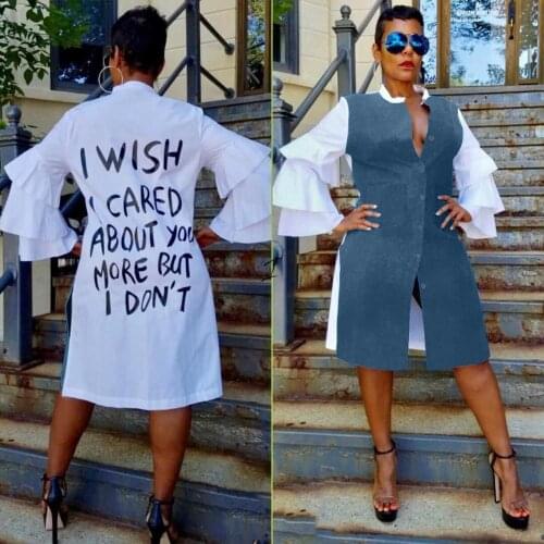 Casual Women Dress Print Letter Color Patchwork Full Sleeve Dresses Streetwear Winter Dress Vestido