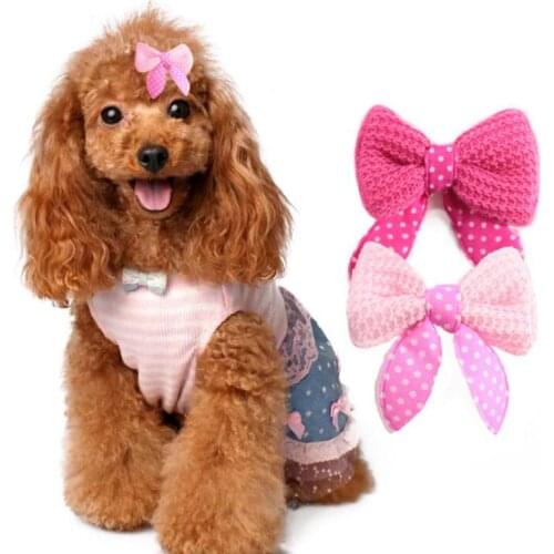1 Pair Cute Rabbit Ears Pet Dog Hair Bows With Clips Handmade Woolen Yarn Small Dog Cat Hair Accessories 8 Colors