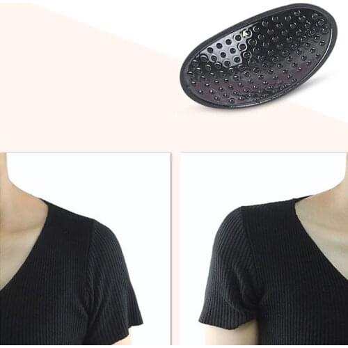 1 Pair Womens Seamless Shoulder Pads Breathable Anti-Slip Silicone Oval Sponge Push-up Self-Adhesive Reusable Enhancer Cushion
