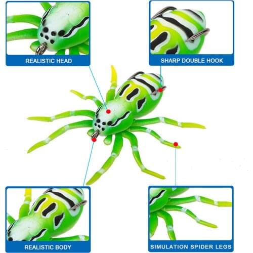 1Pc 7cm 6.4g Rubber Spider Shaped Bait Multicolor Artificial Softbait Lures Weedless Fishing Lure Soft Fishing Lures Tackles