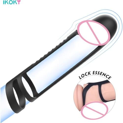 18cm Elastic Penis Stretcher Enlargement Cock Ring Extender Strapon Sex Toy For Man Male Couple Tool Erotic Machine Adults Goods
