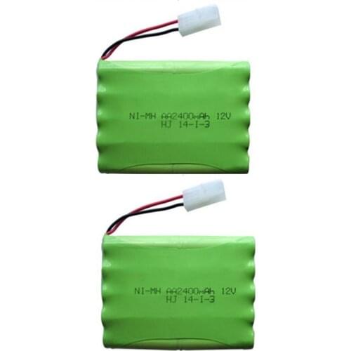 2pc 12v 2400mah ni-mh bateria 12v rc battery nimh battery pilas recargables 12v pack 10x aa size ni mh for rc car toy battery