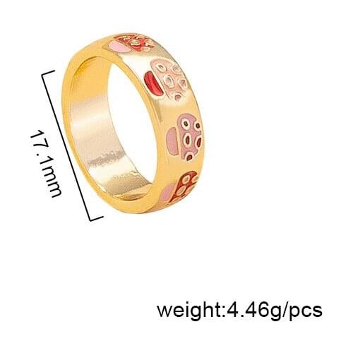 2021 Ins Trendy Red Enamel Mushroom Minimalism Moon Star Finger Midi Rings Korean Fashion Women Party Jewelry