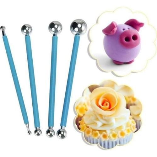 Hot Sell 4 Pcs/SetDIY Stainless Steel Polymer Modelling Ball Tools Cake Carving cake decorating tools Sugarcraft Cake Accessory