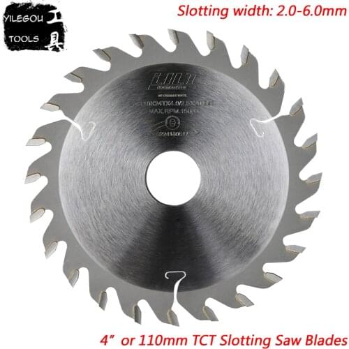 4" TCT Slotted Saw Blades 110mmx20mm TCT Grooving Saw Blades 24 Teeth Milling Cutter For Wood Thickness 2.0 to 6.0mm, Bore: 20mm
