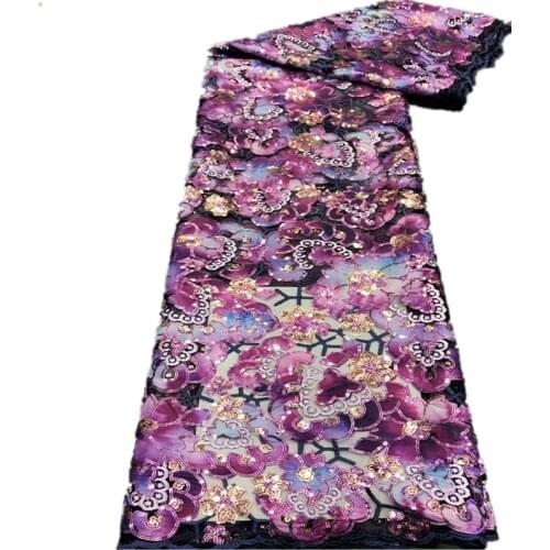  African Lace Embroidered Fabric Nigerian Sequins Lace Fabrics High Quality Lace French Lace Fabric For Women Sewing xb-185