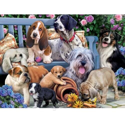 5D DIY Diamond Mosaic Embroidery Dog Diamond Painting Full SquareRound Rhinestone Cross-stitch home Decoration FF2996