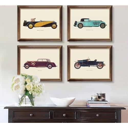 American Classical Canvas Painting HD Boys Vintage Car Posters For Living Room Study Bedroom Nursery Wall Art Prints Home Decor