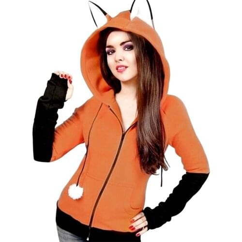 Anime Fox Orelhas Cosplay Hoodie Fox Ears Hooded Hoodies Halloween Sweatershirt