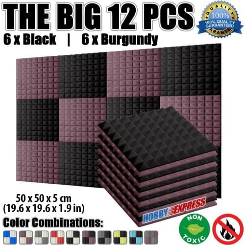Arrowzoom 19.6 x 19.6 x 1.9" Sound Absorption Pyramid Studio Acoustic Foam Tile Panel 12 pcs Pack 5 Color Combinations KK1034