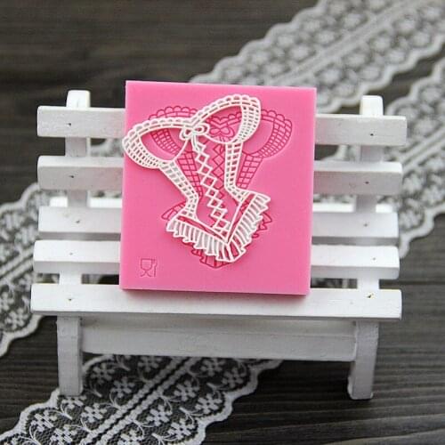 Free Shipping Sugar Liquid Silicone Mold Tool 3D Sexy Corset Lace Cake Mold Baking Tools Cake Tools A119