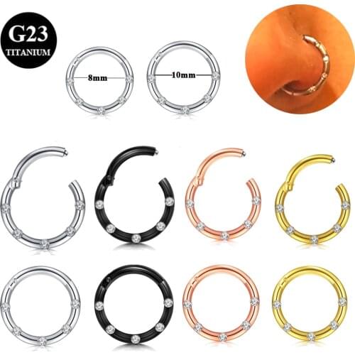 BOG-4PCS G23 Titanium Hinged Segment Ring Nose Lip Nipple Septum Cartilage Nipple Tragus Clicker Captive Body Piercing Jewelry