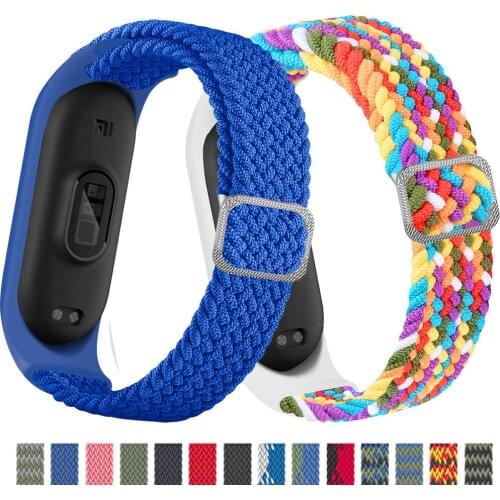 Bracelet for Mi band 6 Strap Elastic adjustable Nylon Braided Miband4 miband 5 correa Wristband for xiaomi Mi band 4 3 5 6 strap