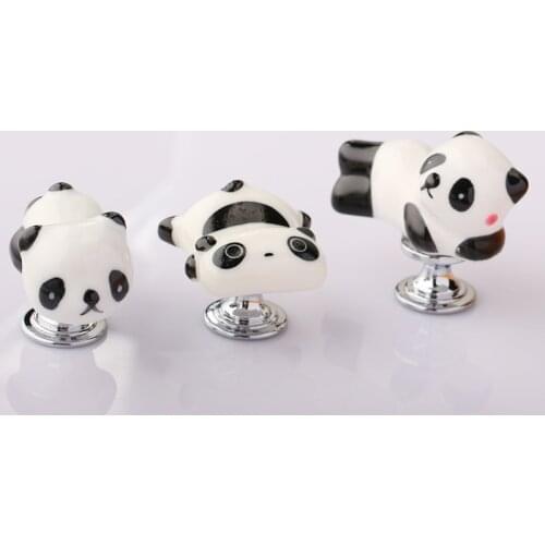 Lovely Cartoon Panda Shape Cabinet Door Knobs, Kids room furniture Drawer Dresser Ceramic Knob Pulls Handle
