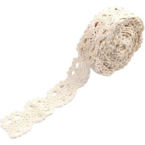 2.5cm 5yards/lot Cotton Lace Trims Knitted Beige Ribbon DIY Cloth Sewing Accessories Handmade Patchwork Hometexile Embellishment