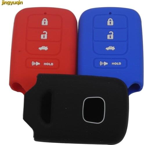 Jingyuqin 50pcs 4 Button Silicone Car Key Cover Case for Honda 2013 2014 for Accord Civic Pilot CRV HRV EX EXL Remote key holder