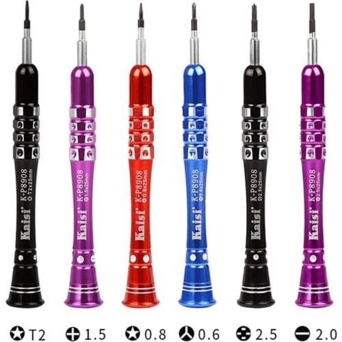Kaisi K-8908 Slotted Precision Screwdriver T2/ 1.5/ 0.8/ 0.6 / 2.0/ 2.5 For iPhone Samsung Phone Electronic Teardown Repair Tool