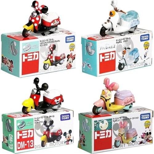 TAKARA TOMY Alloy Car Mickey Minnie Motorcycle Model Donald Duck Childrens Toy Car Sophia Xuebao Boy Toy Model