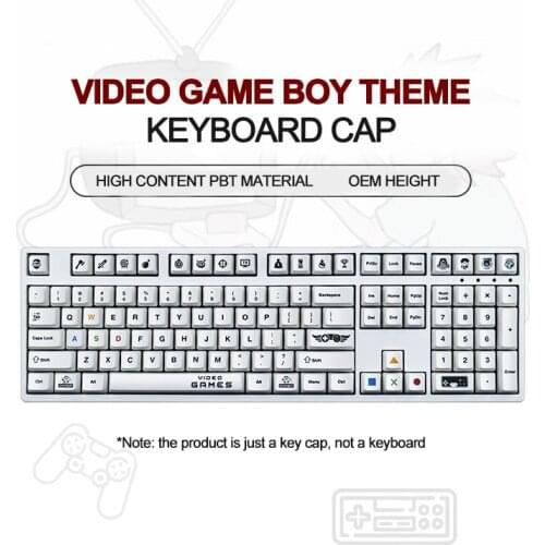 Mechanical Keyboard Keycaps 108 Key White Video Games Boy Theme Dye Sublimation OEM Height PBT PC Game GK61 GK64 RK61 Anne Pro 2