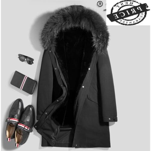 Real Fur Coat Winter Jacket Men Natural Wool Fur Liner Parka Men Raccoon Fur Collar Warm Jackets Chaqueta Hombre L1a-2a11
