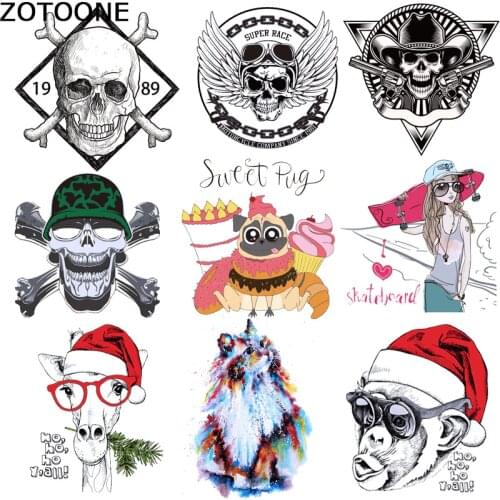 Cartoon Patches Iron on skull and Frog letters Clothing DIY T-Shirts Applique Washable Heat Transfer Vinyl Stickers patch D