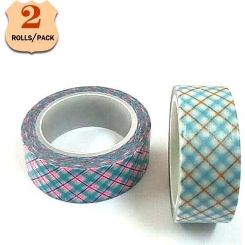 PASTEL PLAID pattern SET 0.59 inch washi tape 2rolls per box masking planner decorative tape