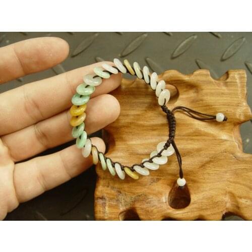 Natural A Jade Jadeite Handmade multicolor Bead Beads Circle Bangle Bracel