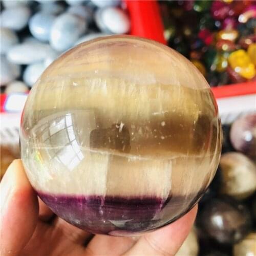 Natural colored fluorite hand-polished quartz ball for home decoration