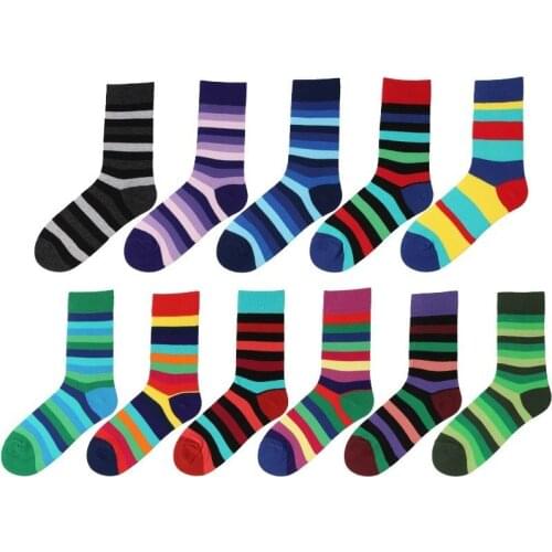 Peonfly Combed Mens Cotton Casual Happy Colorful Dress Striped Plaid Pattern Comfortable Party Gift Classic Socks