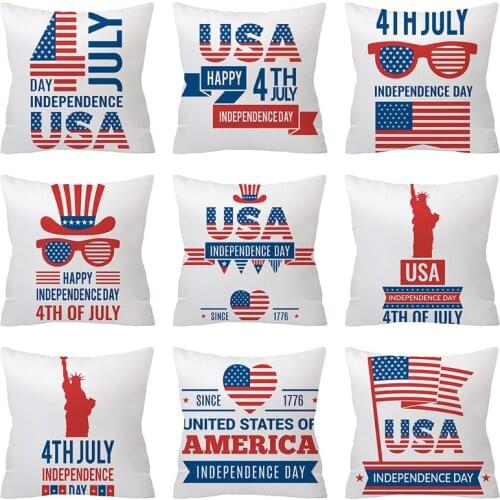 2020 NEW America Independence Day Cushion Covers Patriot Stars and Stripes Print White Pillows Cover Decorative Sofa Pillowcase