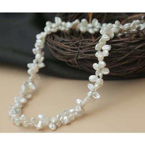New Style Baroque Pearl Choker Necklace 2 Rows White Real Freshwater Pearl Jewelry Silvers Flower Clasp Wedding Birthday Gift