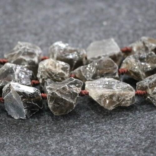 Rough Cut Nugget Necklace Beads, 15-20x15-20mm, Black Gems Stone Large Size Rock Raw Crystal Quartz Women Beads, Necklace