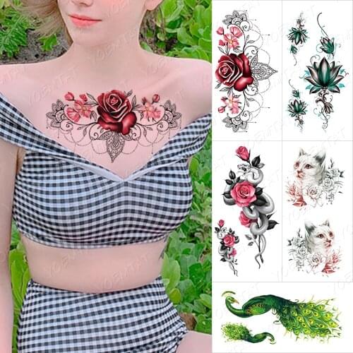 Waterproof Temporary Tattoo Sticker For Adult Owl Book Universe Flower Tattoos Wolf Lion Tiger Body Art Arm Fake Sleeve Tatoo