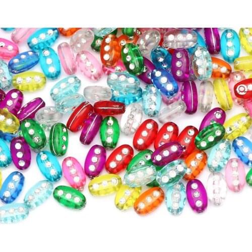Mix Colorful Oval Acrylic Spacer Beads 100pcs 10x5mm Loose Beads For Jewelry Making DIY Necklace Bracelet Beaded Accessories