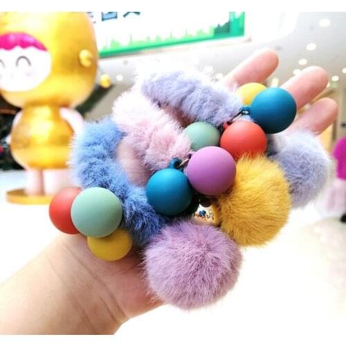 60pcs/lot DIY Simple Multi Plush Balls Hair Band Horsetail High-elastic Rubber Band Hair Styling Tools Accessories HA1711