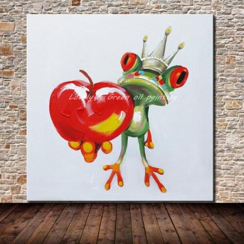 Mintura Hand Made Cartoon Animal Abstract Frog Oil Painting Wall Paintings For Kids Room Living Room Bedroom Dining Office Decor