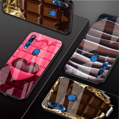 Chocolate Tempered Glass Phone Case For Huawei honor 8X 9 10i 20i 20Lite 20Pro 30 Pro Cover Shell