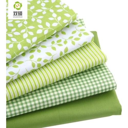 ShuanShuo Fresh Green Fat Quarter Patchwork Bundls Cloth Sewing Different Sizes Scrapbooking 100% Cotton Fabric 50pcs/lot