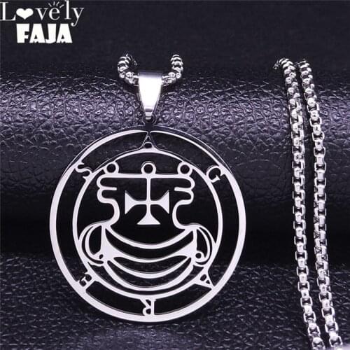 Sigeal Sigil De Lucifer Stainless Steel Satan AGARES Agreas Aguares Lazer Key Baphomet Stamp Necklace Jewelry collar N4433S03