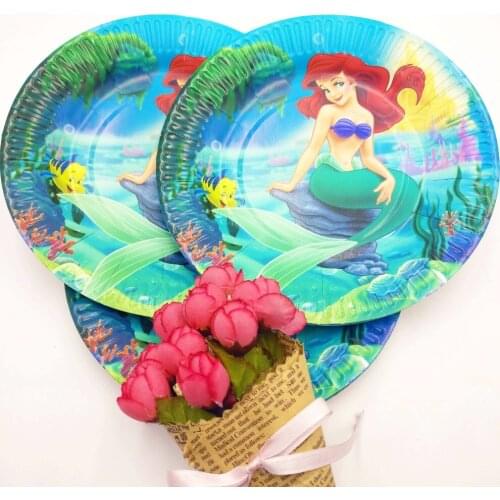 10pcs 7inch Little mermaid Plate Children Party Supplies Theme kids Birthday Party Decoration Festival Supplies Party Set