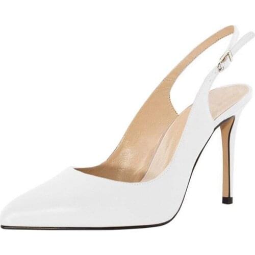 Spring and summer new fashion pointed shallow mouth white stiletto single shoes simple banquet dress wild large size womens shoe
