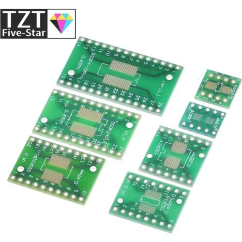 TZT 35pcs=7value*5pcs PCB Board Kit SMD Turn To DIP SOP MSOP SSOP TSSOP SOT23 8 10 14 16 20 24 28 SMT To DIP