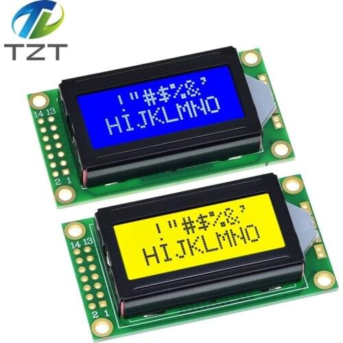 TZT 8 x 2 LCD Module 0802 Character Display Screen Blue / Yellow Green For Arduino