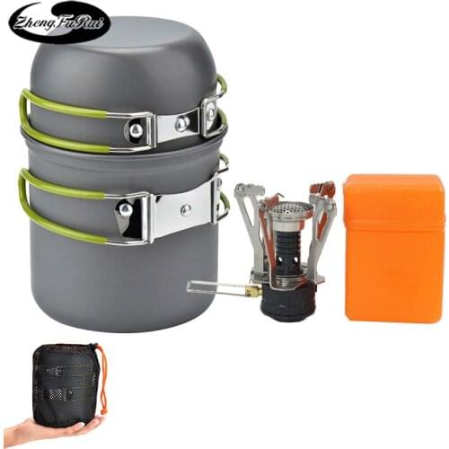 Outdoor supplies Hot camping cookware set package Outdoor portable picnic stove cookware equipment