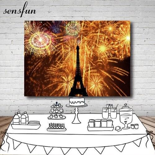 7x5FT Vinyl Firework Party Photography Backdrop Paris Tower Romantic Backgrounds For Photo Studio Photo Drop