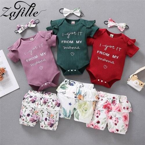 ZAFILLE Embroidery Solid Baby Girl Clothes Set Cotton Bodysuit and Ruffles Pants Baby Girl Sets Newborn In 2021Baby Costume