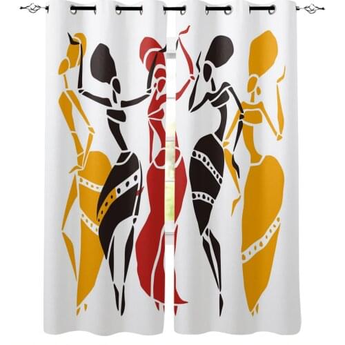 African Woman Dance Blackout Curtain Bedroom Kitchen Window Curtain Home Decor Curtains for Living Room