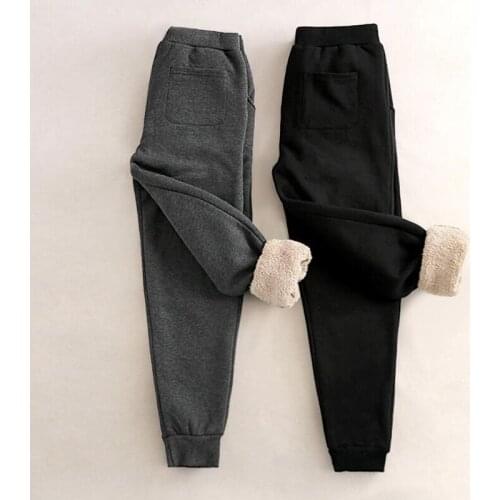 Women Pants Winter Cashmere Casual Sweatpants Elastic Waist Warm Cotton Trousers Thick Lambskin Cashmere Loose Harem Pants