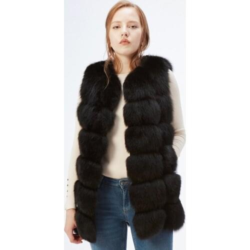 Ethel Anderson 100% Women Domestic Real Fox Fur Vest Fox Fur Gilet Full Pelt Regular Hooks Button Design Warm Jackets Fur Coat