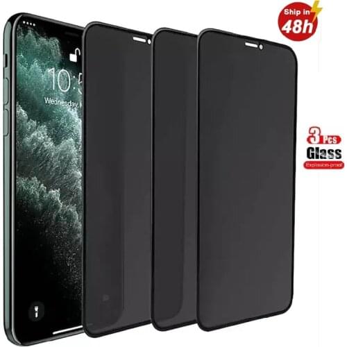 1-3PCS Privacy Screen Protector for IPhone 12 11 Pro Max Anti-spy Glass for IPhone 12 Mini 11 Pro X XR Xs 7 8 Plus Privacy Glass